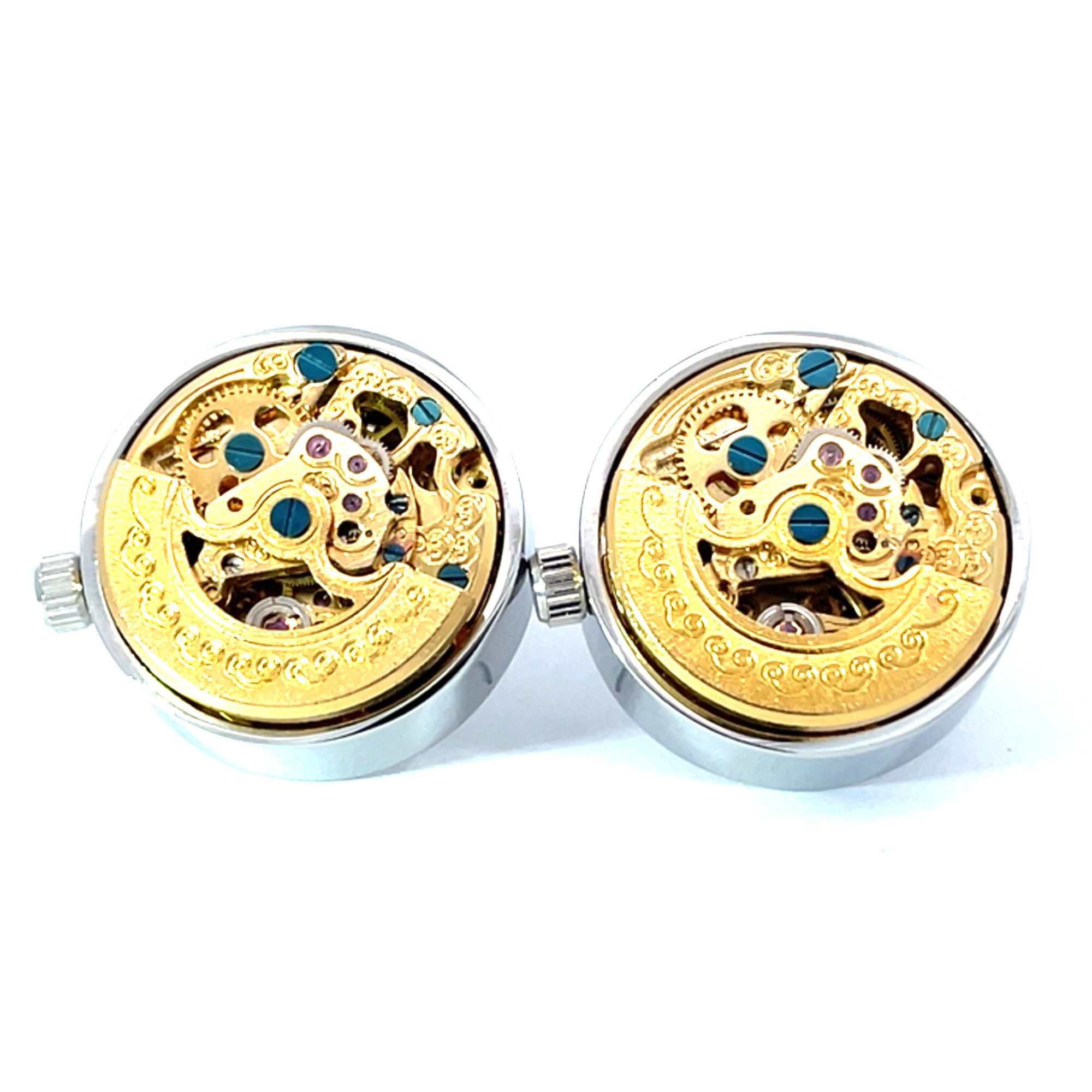 Working Kinetic Watch Movement Cufflinks Gunmetal Gold