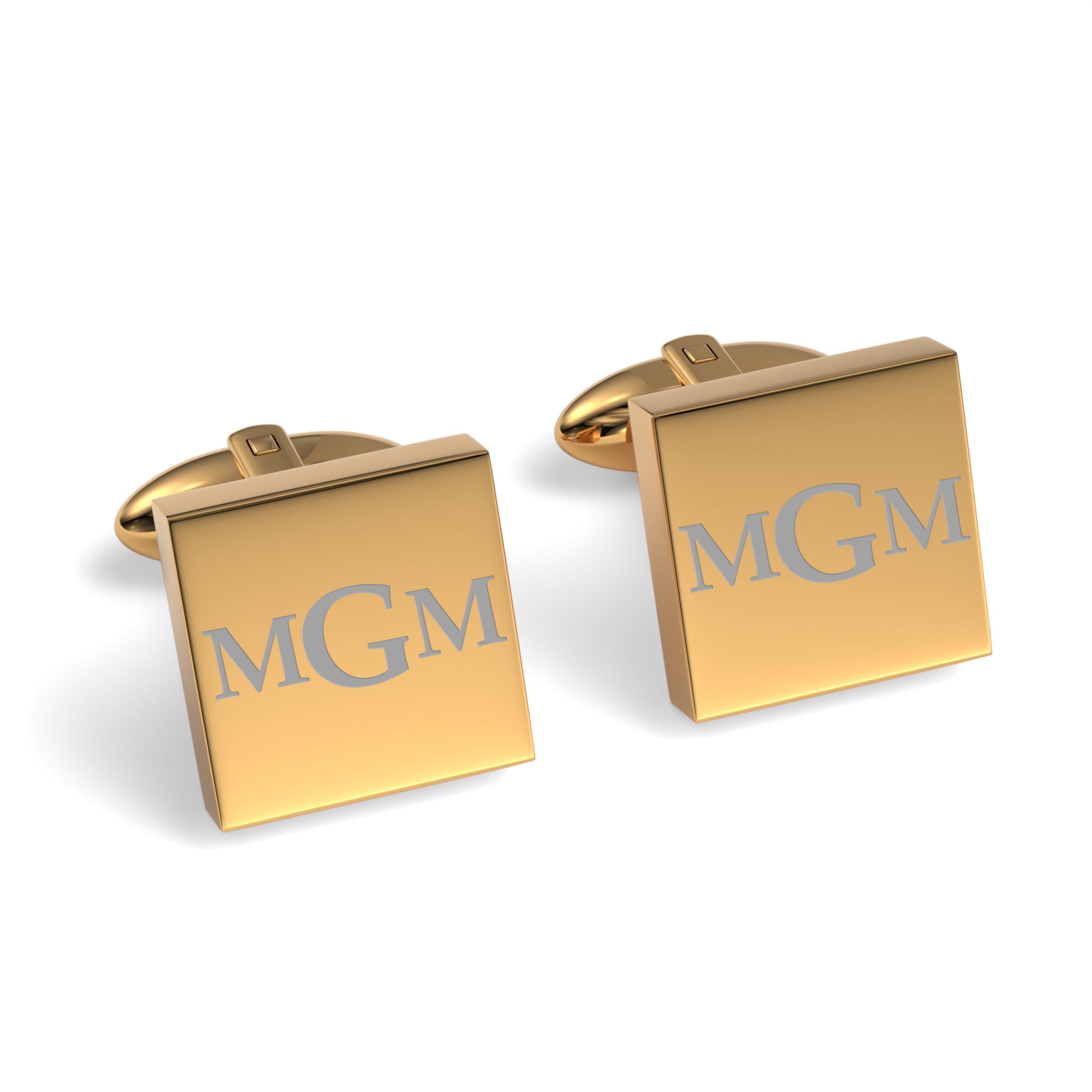 Engraved Monogram Initials Square Cufflinks