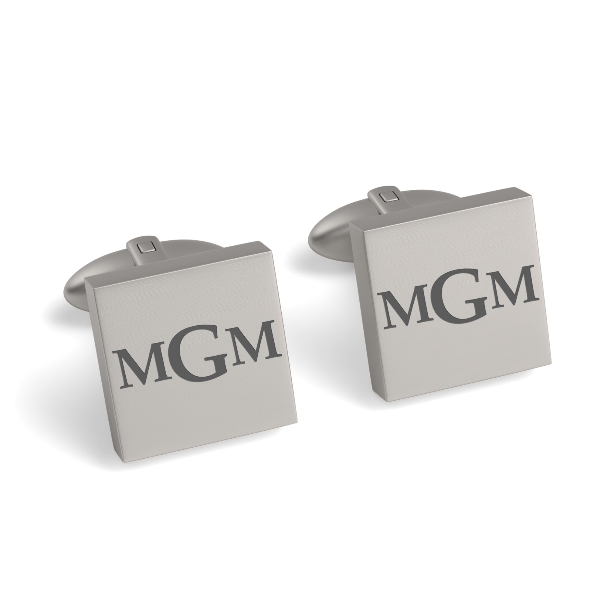 Engraved Monogram Initials Square Cufflinks