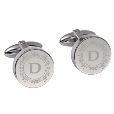 Elegant Engraved Initials Cufflinks in Silver