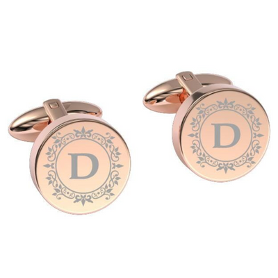 Elegant Engraved Initials Cufflinks in Rose Gold