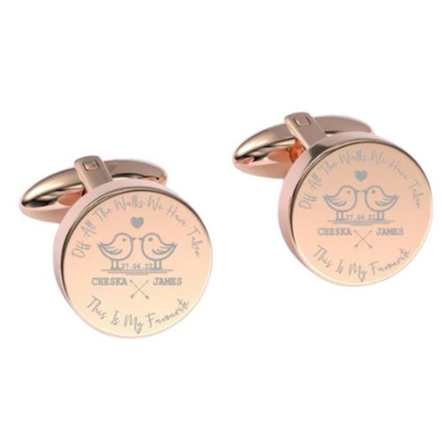 Of All The Walks We've Taken Engraved Cufflinks in Rose Gold