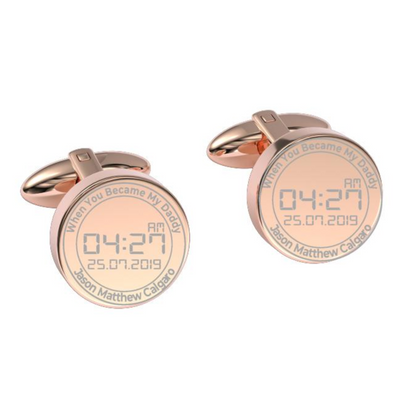 When You Became My Daddy Engraved Cufflinks in Rose Gold