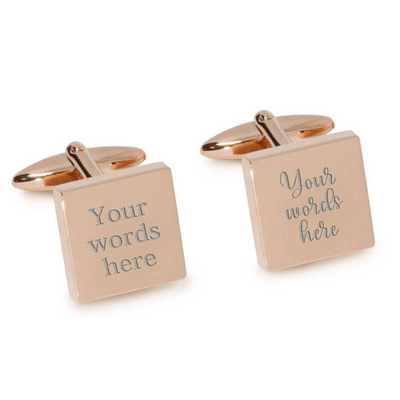 Engraved Words Custom Cufflinks in Rose Gold