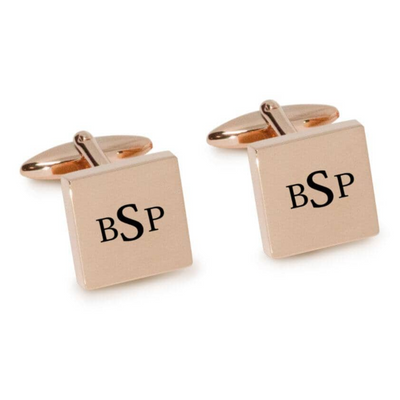 Engraved Monogram Initials Cufflinks in Rose Gold