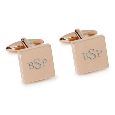 Engraved Monogram Initials Cufflinks in Rose Gold