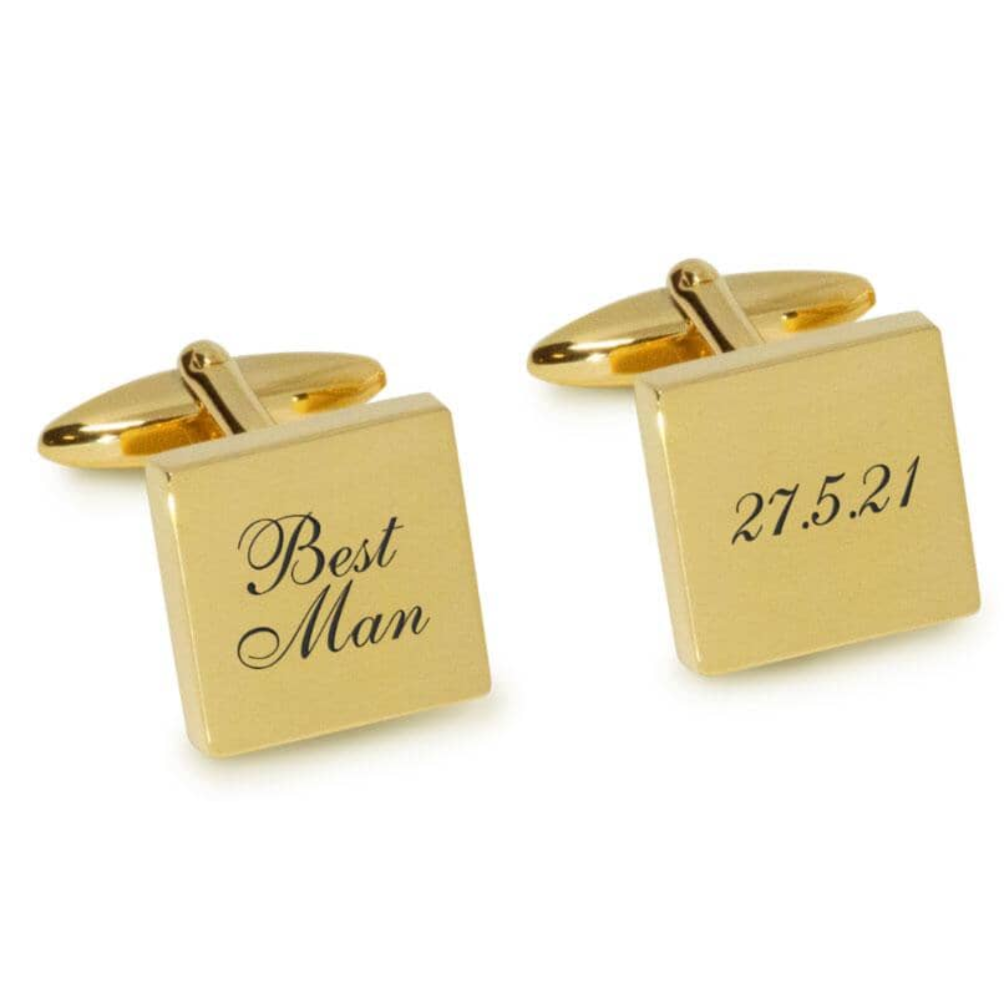 Best Man Wedding Date Engraved Cufflinks in Gold