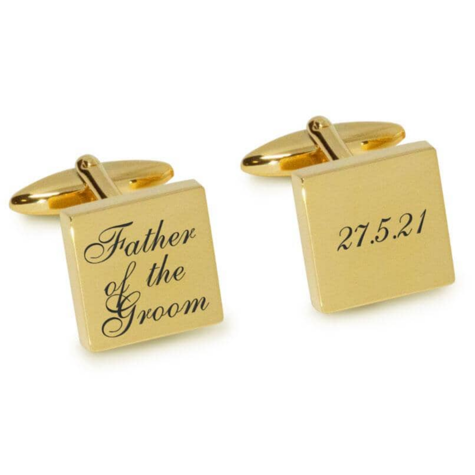 Father of the Groom Wedding Date Engraved Cufflinks in Gold