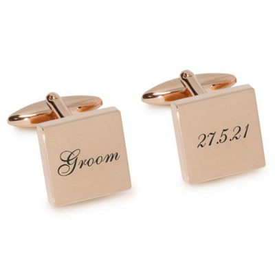 Groom Wedding Date Engraved Cufflinks in Rose Gold