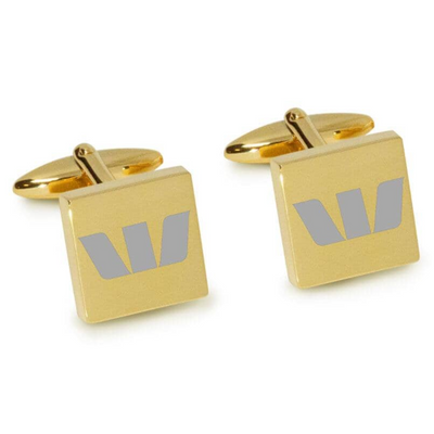 Your Logo Here Engraved Cufflinks in Gold