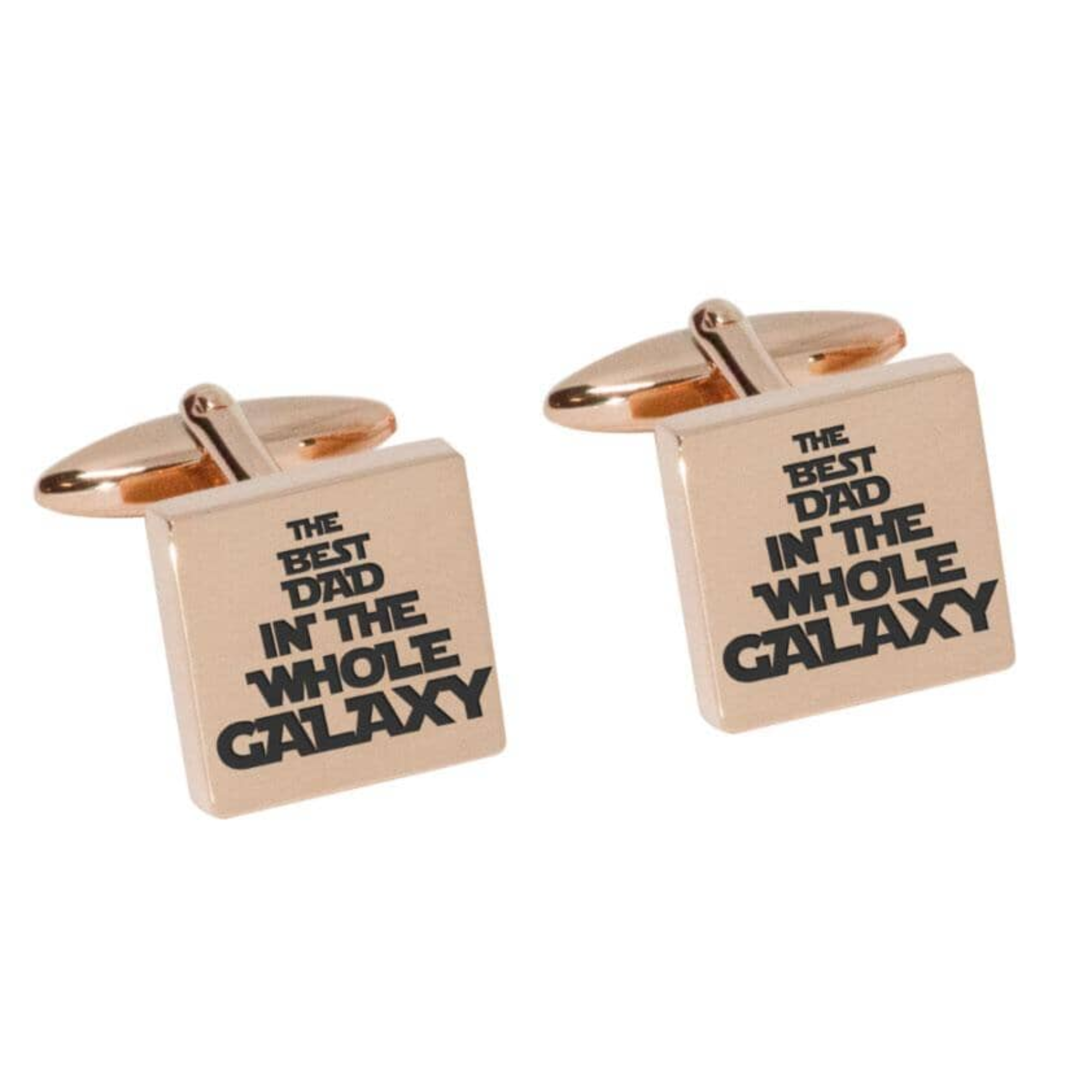 Best Dad in the Galaxy Engraved Cufflinks in  Rose Gold