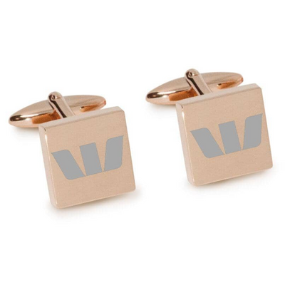 Your Logo Here Engraved Cufflinks in Rose Gold