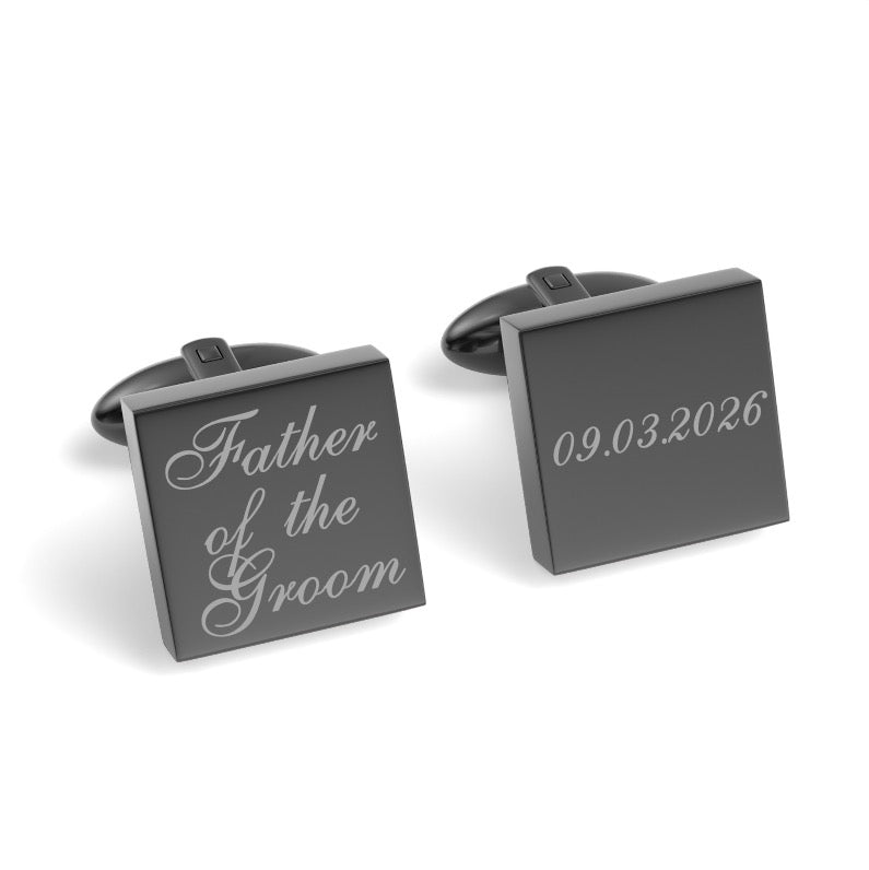 Father of the Groom Wedding Date Engraved Square Cufflinks