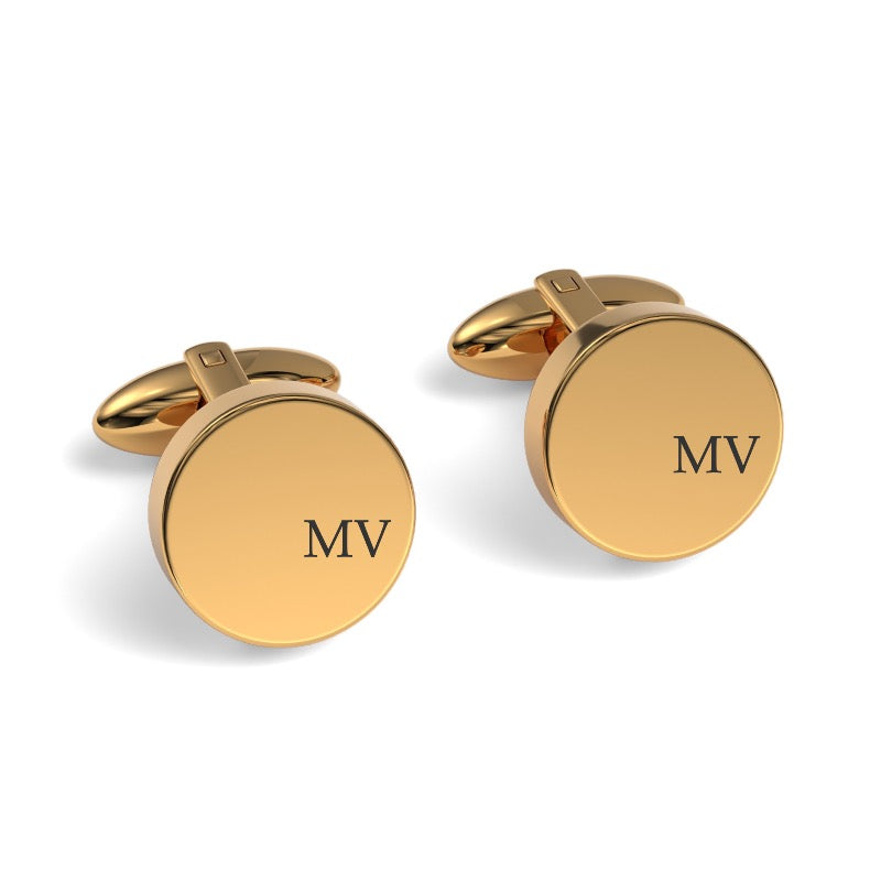 Initials Engraved Round Cufflinks
