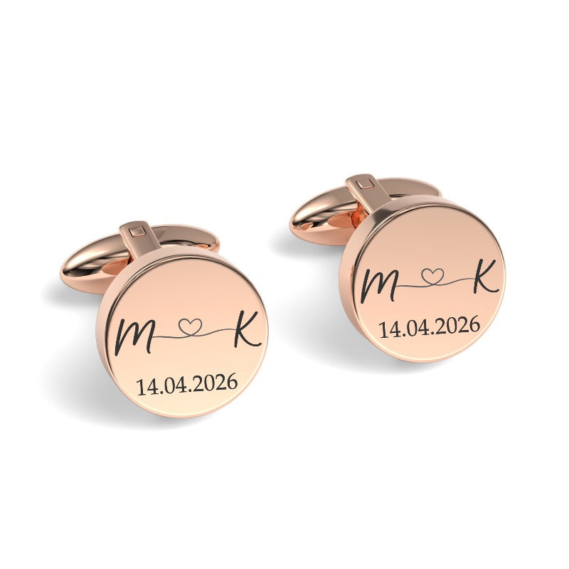 Initials Entwined and Date Engraved Cufflinks