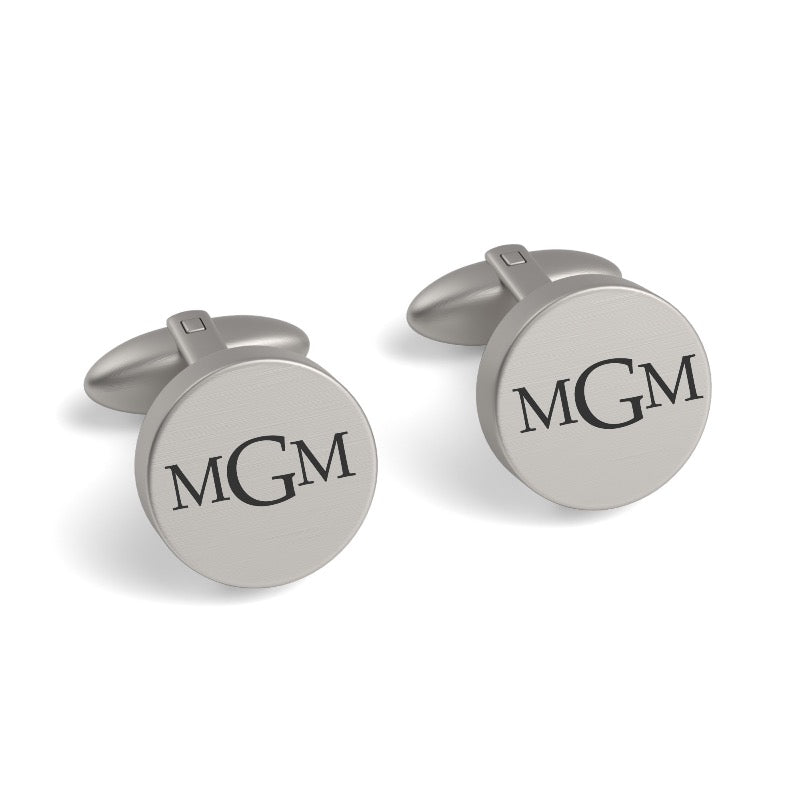 Engraved Monogram Initials Round Cufflinks