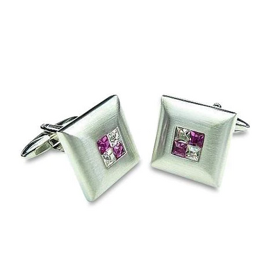 Purple Crystal Four Square Cufflinks