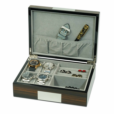 Ebony Wooden Cufflink Watch Box