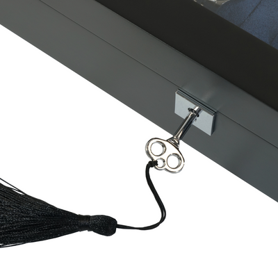 8 Slot Black Wooden Watch Box with Blue Interior