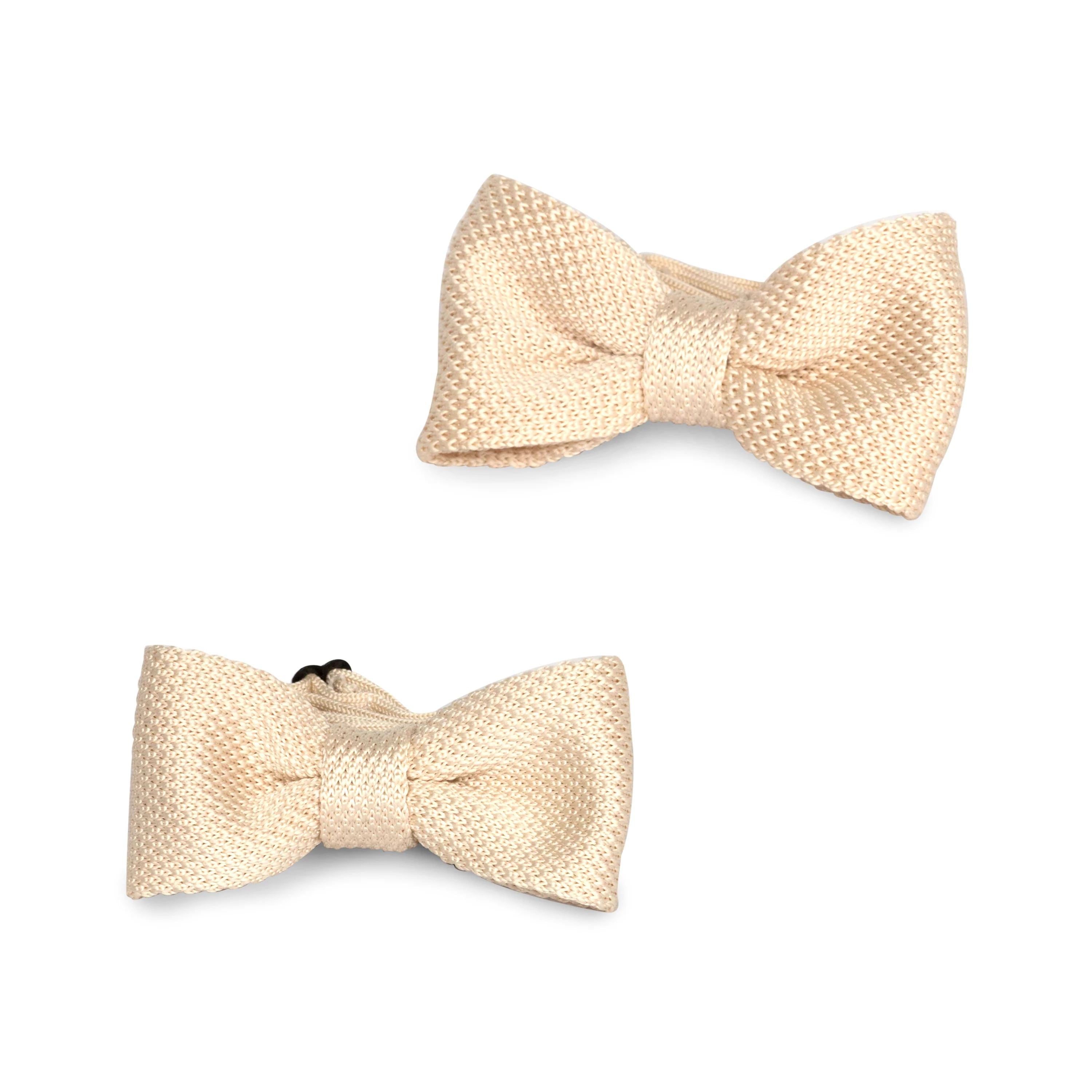 Kids Knit Bow Tie - White Cream Bow Ties Clinks Australia 
