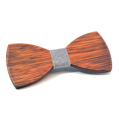 Dark Wood Black Dot Fabric Kids Bow Tie