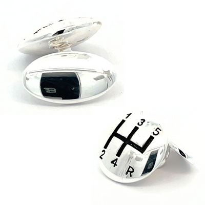 Shiny Five Speed Gear Shift with Chain Cufflinks