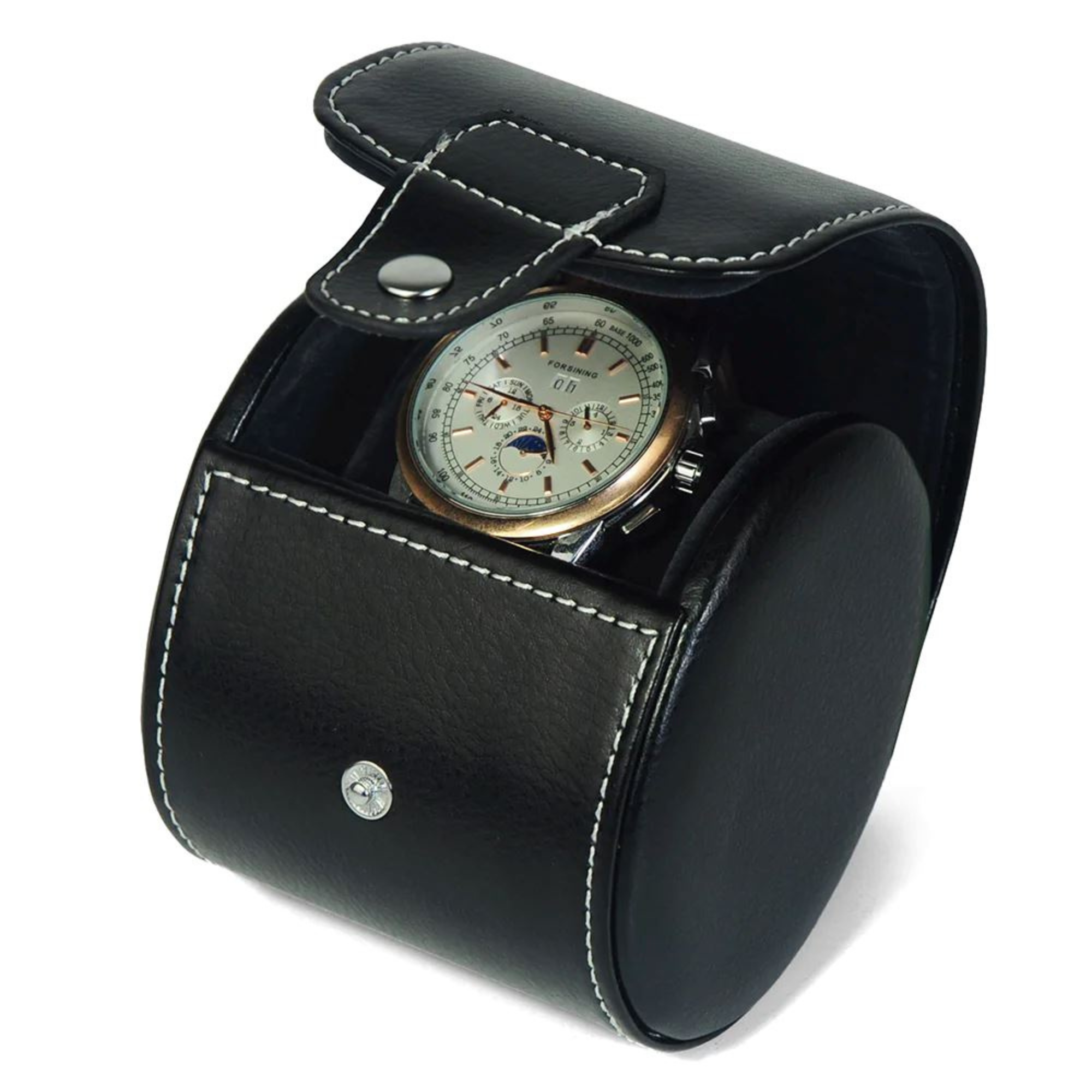 Seconds - Travel Watch Roll Case for 1 in Black Genuine Leather