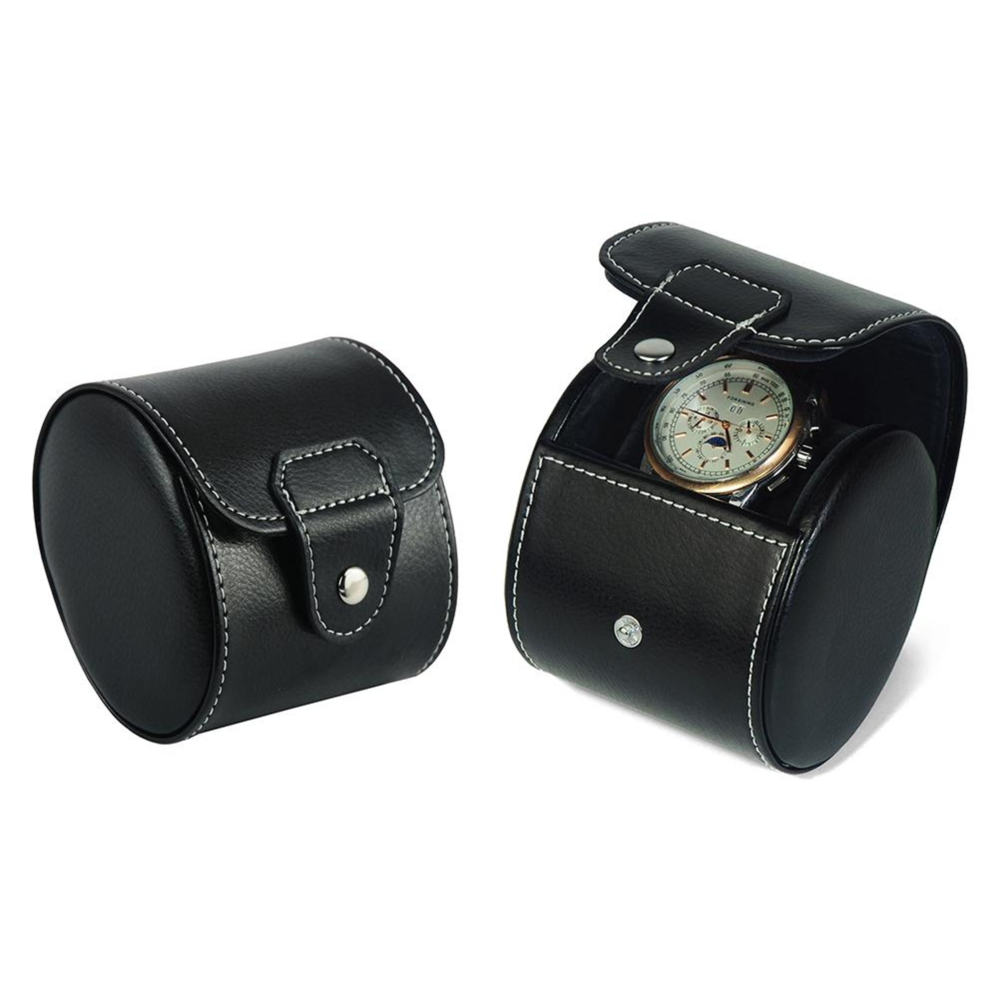 Seconds - Travel Watch Roll Case for 1 in Black Genuine Leather
