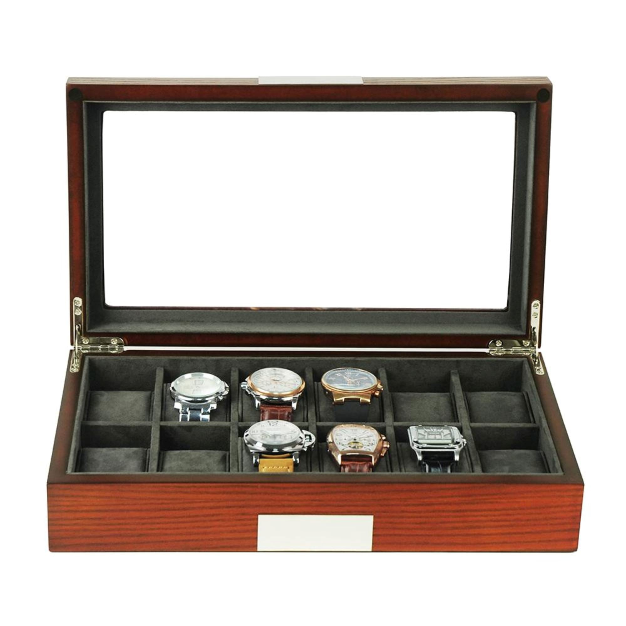 Mahogany Watch Storage Box for 12 Watches Watch Boxes Clinks Default 