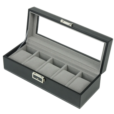 Leather Watch Box for 5 Watches in Black