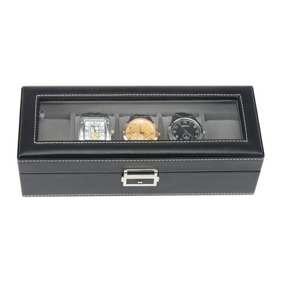 Leather Watch Box for 5 Watches in Black