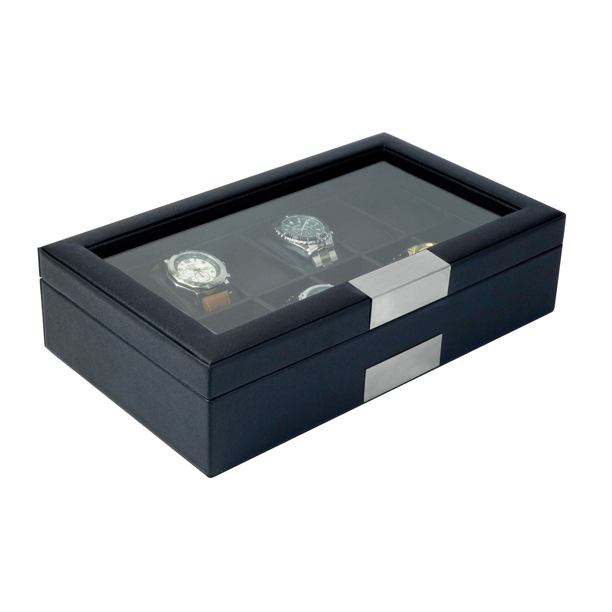 12 Slots Leather Watch Box Watch Boxes Clinks 