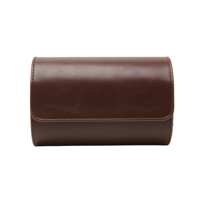 Watch Roll Case for 2 in Brown Vegan Leather