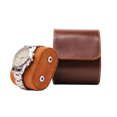 Watch Roll Case for 1 in Brown Vegan Leather