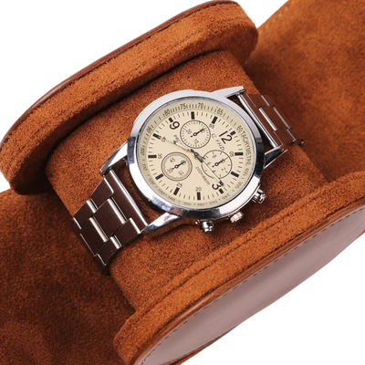 Watch Roll Case for 1 in Brown Vegan Leather