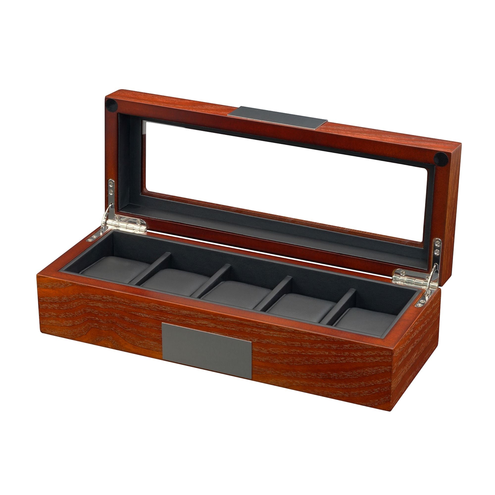 5 Slots Mahogany Wooden Watch Box Watch Boxes Clinks 