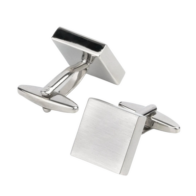 Brush Silver Square Engravable Cufflinks