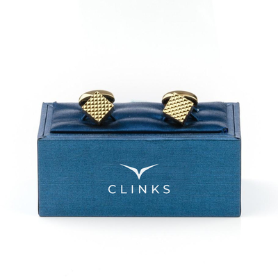 Gold Diamond Textured Cube Cufflinks