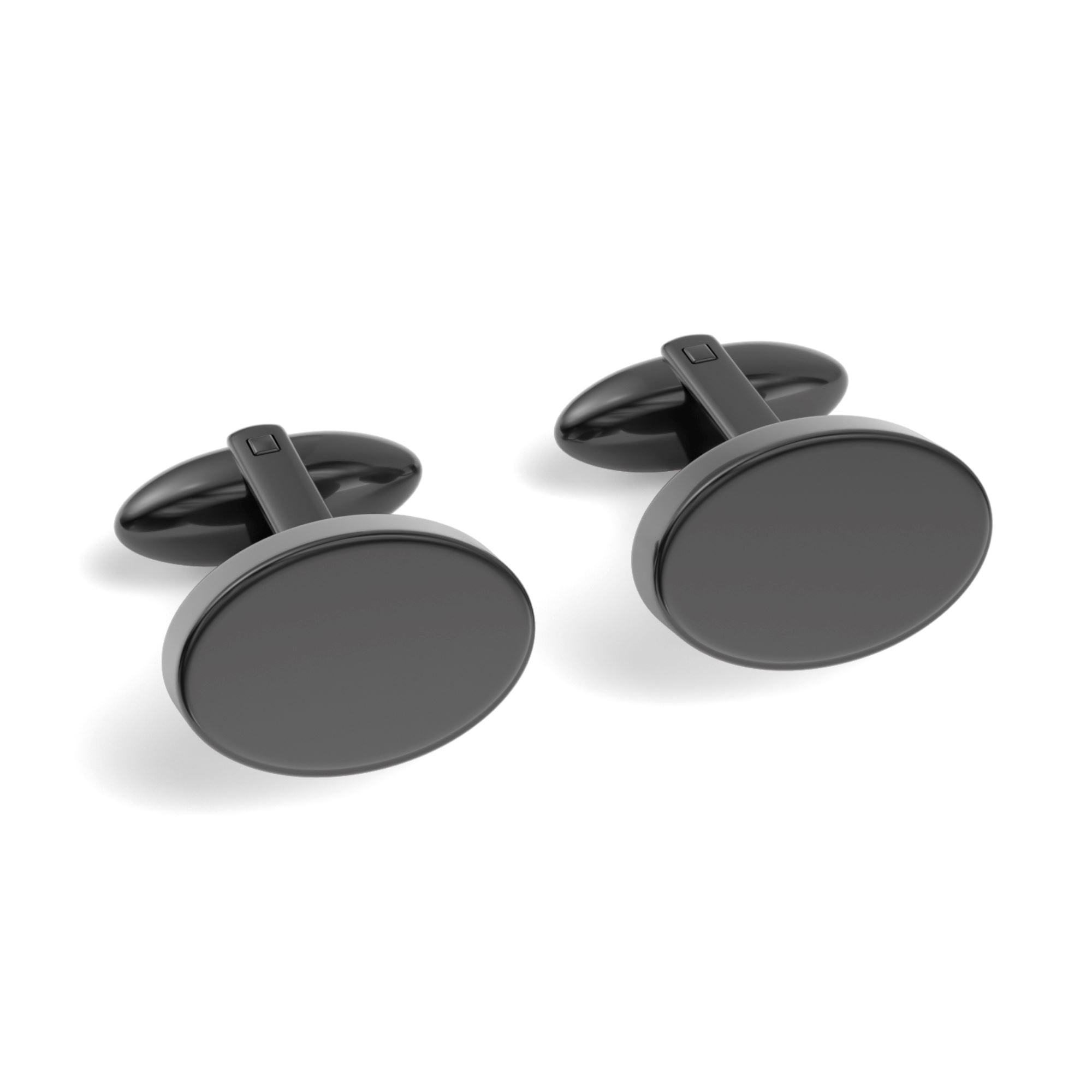 Oval Engravable Cufflinks Engraving Cufflinks Clinks Shiny Black 