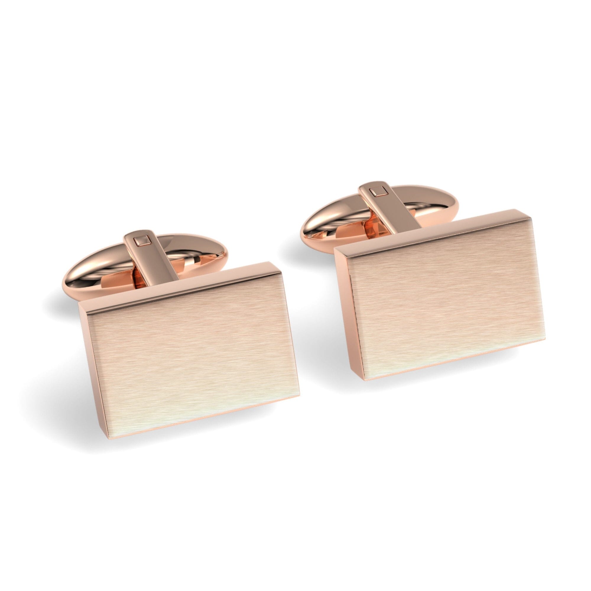 Rectangle Engravable Cufflinks Engraving Cufflinks Clinks Brushed Rose Gold 