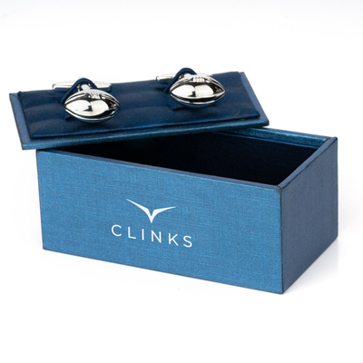 Footy / Rugby Silver Football Cufflinks