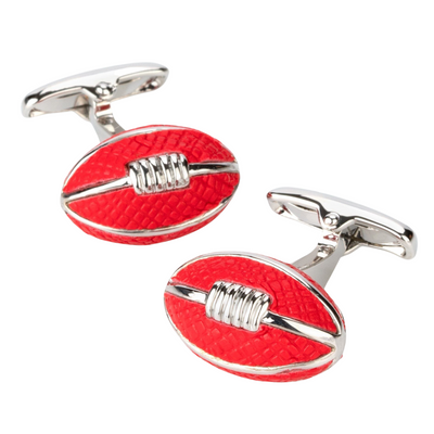 AFL Footy Red Leather Football Cufflinks