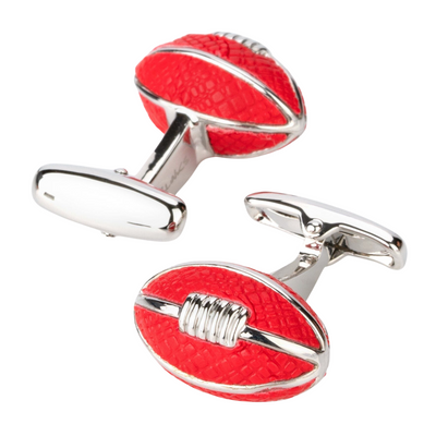 AFL Footy Red Leather Football Cufflinks