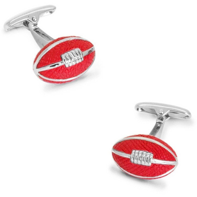 AFL Footy Red Leather Football Cufflinks