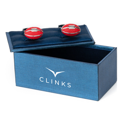 AFL Footy Red Leather Football Cufflinks