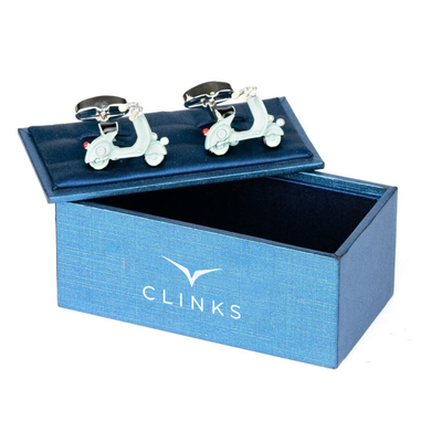 Light Blue 3D Vespa Scooter Cufflinks