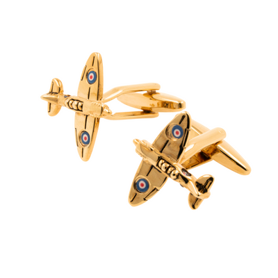 Gold Spitfire Airplane Cufflinks