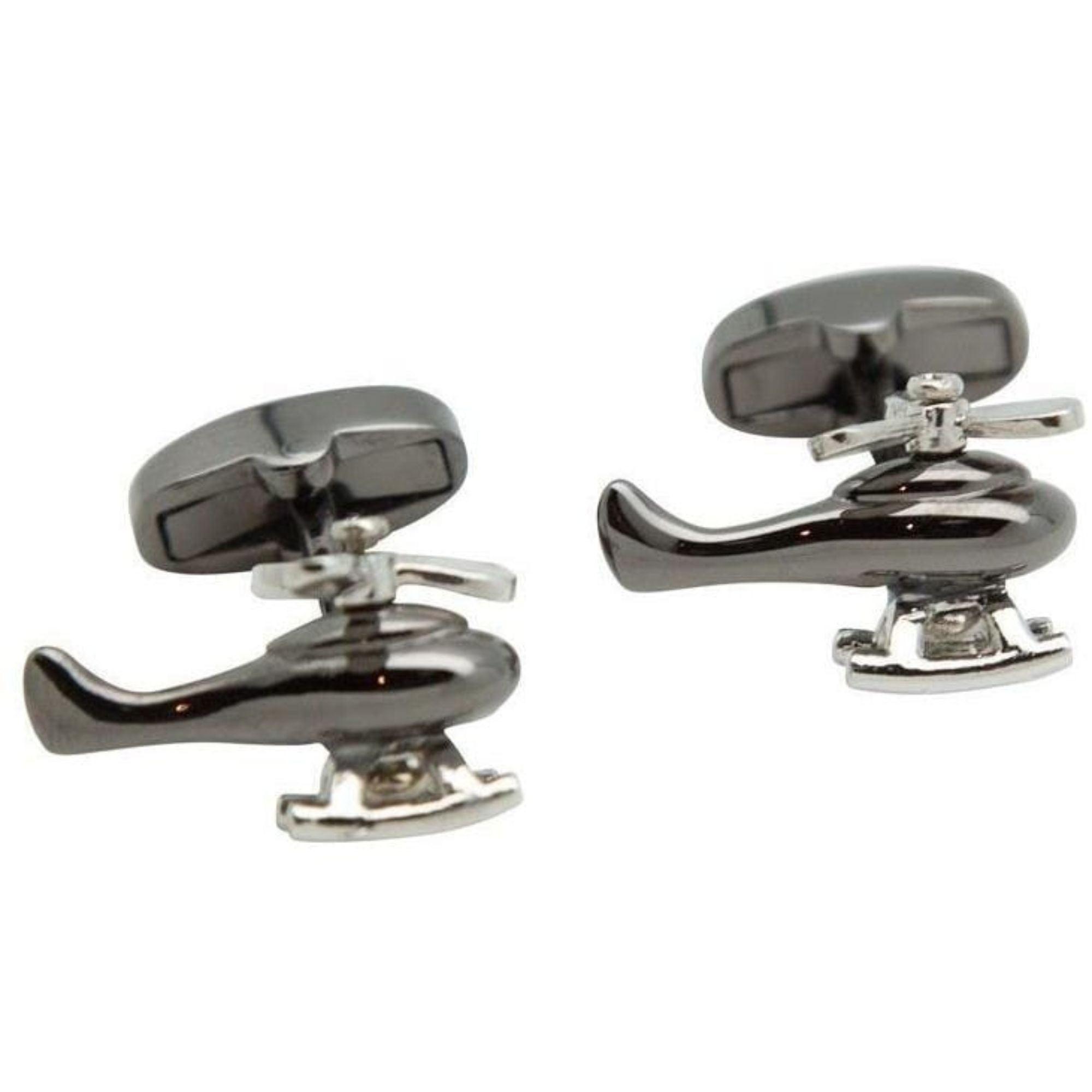 Gunmetal and Silver Helicopter Cufflinks