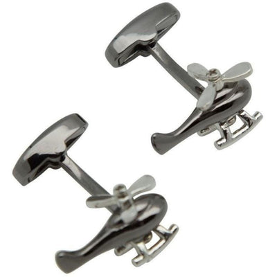 Gunmetal and Silver Helicopter Cufflinks