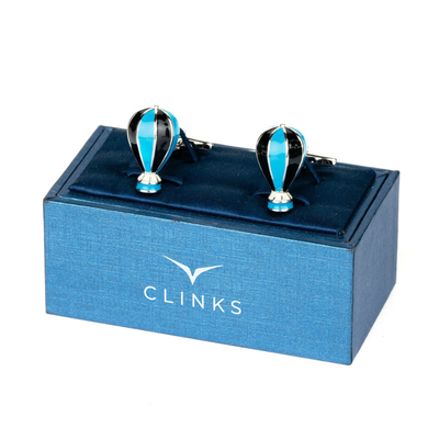 Hot Air Balloon Cufflinks Blue and Black